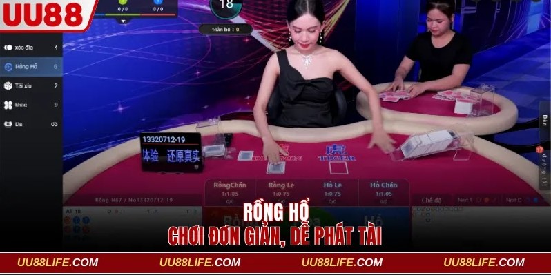 Đặt cược đơn giản tại siêu phẩm bài Rồng Hổ